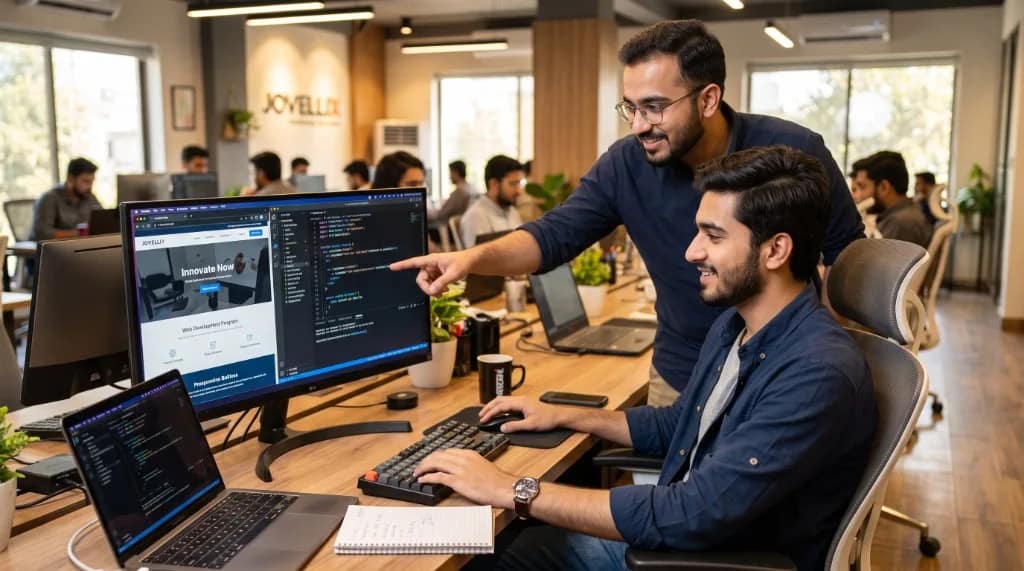 Pakistani male Cloud/DevOps intern reviewing a deployment dashboard and CI/CD pipeline