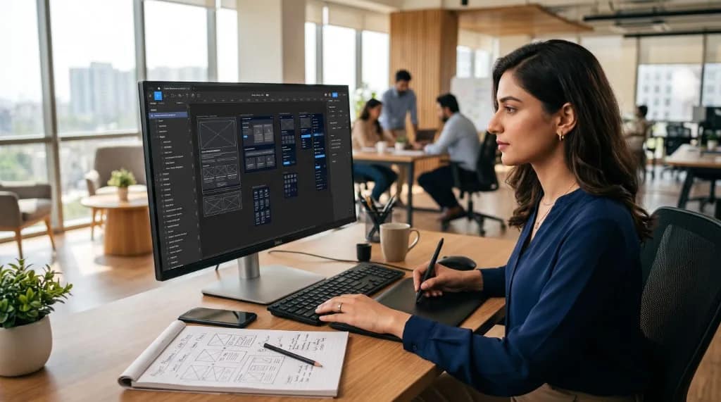 UI/UX designer crafting modern product interfaces and design systems